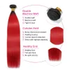 Syntetiskt S 1Bred Straight Hair Bundles Black to Red Human 134 PCS ombre Two Tone 1BBug Precolored 231025