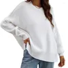 Women's Sweaters 2023 Casual Fall Oversized Sweater Batwing Sleeve Neck Spilt Knit Tunics Pullover Tops Streetwear N7YD