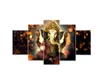 HD Canvas Wall Art Painting Elephant God Style Pictures For Living Room 5 Panel Lord Ganesha Cuadros Modern Decoration Paintings3339281