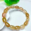 Bangle Natural Rutilated Quartz Bucket Bead Armband Handgjorda kristallsmycken Stretch Children Birthday Present 1st