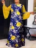 Basic Casual Dresses 2023 VONDA Bohemian Summer Women Maxi Dress Long Sleeve Lace Patchwork Floral Printed Party Sundress Casual Loose Robe Femme T231026