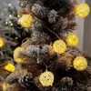 Christmas Decorations LED Rattan Ball Light String 6m Camping Tent USB Battery Box Solar Outdoor Waterproof Garden Decoration 231026