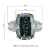 クラスターリングリンド925スターリングシルバーは、高炭素宝石誕生石の結婚指輪を作成しましたファインジュエリー卸売