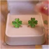 Earring Back Elegant Clover Stud Earrings With Opal Y2K Flower Minimalist Gift For Girls And Women Drop Delivery Jewelry Findings Comp Dhoxt