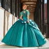 Emerald Green Quinceanera klänningar spetsar applikationer pärlor vestidos de 15 anos vintage söta 16 födelsedagsklänningar skräddarsydd felbedrägeri xv