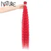 Echt haar bulk natuur losse diepe golfbundels 2832 inch hoge temperatuur vezel rood super lang synthetisch kinky krullend s 231025