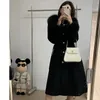 Women's Wool Blends Women Solid Faux Fur Collar Hooded Woolen Coats Autumn Winter Long Sleeve Elegant Warm Long Coats Korean Fashion Overcoats 231026