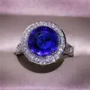 2020 Nuovi gioielli di moda vintage più venduti Argento sterling 925 Taglio rotondo Zaffiro blu Diamante CZ Promessa Corona nuziale da donna Ba273m