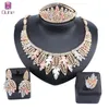 Luxus Nigerianischen Frauen Hochzeit Schmuck Sets Klobige Halskette Ohrringe Armreif Ring Braut Dubai Gold Schmuck Set272G