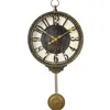 Wandklokken 3D Ronde Moderne Kunstklok Geruisloze Grote Woonkamer Retro Vintage Horloge Horloge Murale Decoratie