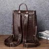 Backpack SUWERER Quality Business Men's Bag Real Cowhide Leather Crocodile Pattern Men Shoulder Bags Genuine