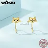 Stud Wostu 925 Sterling Silver Cute Tail Earrings for Women 4 Colors Mini Cat Ear Animal Studs Girl Holiday Jewelry Party Gift YQ231026