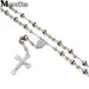 Chokers Christmas gift women's necklace trendy link chain bead stainless steel rosary necklaces religious jewelry for men hiphop 231025