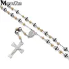 Chokers prezent świąteczny Dzieci Naszyjnik Trendy Link Chain Bead Stal nierdzewna Różańca Naszyjniki religijne dla mężczyzn Hiphop 231025