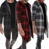 Suéteres masculinos casaco longo homens trench cardigan capa fina com capuz de malha xadrez jaqueta moda steampunk