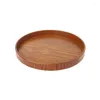 Tea Trays Natural Wooden Tray Accessories Kitchen Tools Fruit Bakery Serving Plate Round Food Retro Dishes Platter 3 Sizes