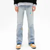 Män s jeans 2023 y2k mode bläck graffiti baggy rippade flare byxor för män kläder koreanska casual kvinnor denim byxor vetter homme 231026