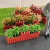 Dekorative Blumen, Blumenbeet, Miniatur-Simulation, Sandtisch, Modell, Heimdekoration, Outdoor-Blumentopf, Kunststoffzaun, Schieß-Requisiten