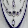 BeautifulAmethyst Inlay Link Pulseira Brincos Anel Colar Set309P