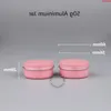 50pcs / lot promotion 50g pot de crème en aluminium vide solide flacon rose contenant du visage bouteille rechargeable étui pour femme pour poudre qté rejqf