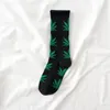 Chaussettes pour hommes 5 paires de sports de rue classique noir vert personnalité décontractée