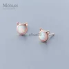 Stud Modian Lovely Animal Little Cat 925 Sterling Silver Earring for Women Romantic Opal Ear Pin Wedding Engagement Fine Jewelry YQ231026