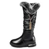 Boots Kneehigh Girls 2023 Winter Autumn Genuine Leather Princess Shoes Waterproof Fashion Rabbit Fur Decor Kids Botas 231025