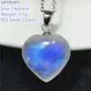 Pendant Necklaces Natural Heart Moonstone Crystal Pendant Necklace Jewelry For Women Man Love Gift Blue Light Stone Beads 925 Silver Chains AAAAA Q231026