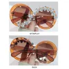 Outdoor Eyewear Rhinestone Decor Round Frame Sunglasses Asymmetrical Design UV400 Protection Y2K Shades Oversized Eyeglasses
