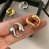 Hoop Earrings 5Pairs Fashion Waterproof High Quality Gold Plated Double Drop Shaped For Women Fine Jewelry