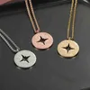 Pendant Necklaces Personalized Hollow Cross Stars Arabic Necklace Stainless Steel Round Hollow Pendant Islamic Muslim Jewelry Eid Gift For Women Q231026