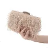 Avondtassen Winter Vrouwen Veren Clutch Kleine Champagne Ceremonie Tas Dames Roze Banket Jurk Portemonnees Feather Party 231026