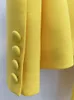 Kvinnors tvådelade byxor Knappdekoration Spring Yellow Jacket Blazer Wide Leg Elegant Set Office Outfits