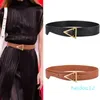 Classic Triangle Buckle Cowhide Wide Belt Women Skirt Coat Simple Belts Ladies Leather Waist Seal Wholesale