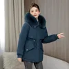 Women's Down Parkas 2023 Winter Jacket Parka Fashion Coat Wool Liner Hooded Fur Collar Thick Warm Snow Wear Cotton Padded Clothes 231026