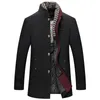 Men Blends Autumn Winter Men Trench Coats Scarf Collar Cold Resistant Woolen Overcoat Double Warm Casual 231026