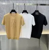 Sommer-Herren-T-Shirts, Strickwaren, Stickerei-T-Shirt, Herren-T-Shirts, weiß, schwarz, Slim-Fit, kurzärmelig, O-Ausschnitt, Herren-Baumwollmischung, Stretch, weich