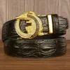 Belts Mens High Quality Crocodile Design Alloy Buckle Leather Belt Fashion Split Cow Men Jeans Casual Pants Accessories; YQ231026