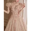 Ethnic Clothing Women Exquisite Sequins Beading Evening Dresses 2023 Elegant A-line Floor Length Prom Dress Toast