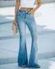 Jean taille haute élastique pour femme, pantalon en Denim, amincissant, Micro-évasé, décontracté, mode, polyvalent, printemps automne