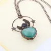 Pendant Necklaces Retro Soldered Natura Raw Blue Turquoises Stone Necklace For Women Men Vintage Bohemia Jewelry