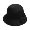 Berets elegante borda bowler fedora chapéus mulheres vintage retro chapéu lã feltro balde boné cloche outono inverno quente