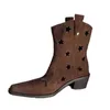 Western Boots Women's 2023 Nowy kwadratowy kwadratowy gęste obcasowe buty martinowe puste gwiazdy haftowe rurę dymną krótkie buty 231026