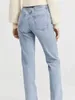 Jeans pour femmes Femmes taille haute droite bleu denim pantalon début printemps été femme allmatch vintage jeans à fermeture éclair avec poches 231026