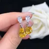 Orecchini a bottone Trendy 3 carati goccia d'acqua diamante giallo massiccio 14K gioielli di fidanzamento in oro bianco 053