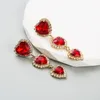 Dangle Oorbellen Creatieve Luxe Rood Hart Crystal Drop Earring Vrouwen Bruiloft Mode Vintage Lange Strass Sieraden Groothandel