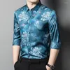 Camisas casuais masculinas Lotus Flor Princied Blue Busine