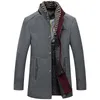Men Blends Autumn Winter Men Trench Coats Scarf Collar Cold Resistant Woolen Overcoat Double Warm Casual 231026