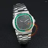 Montres-bracelets 5711/113P-001 Emerald Baguette Bezel Automatique Mens Montre Gris Texture Cadran Bracelet En Acier Inoxydable 2023 Top