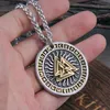 Nordic Vikings Sieraden Nooit Vervagen Odin's Valknut Met Rune En Viking Bijl Hanger Houten Doos Als Geschenk Kettingen3141